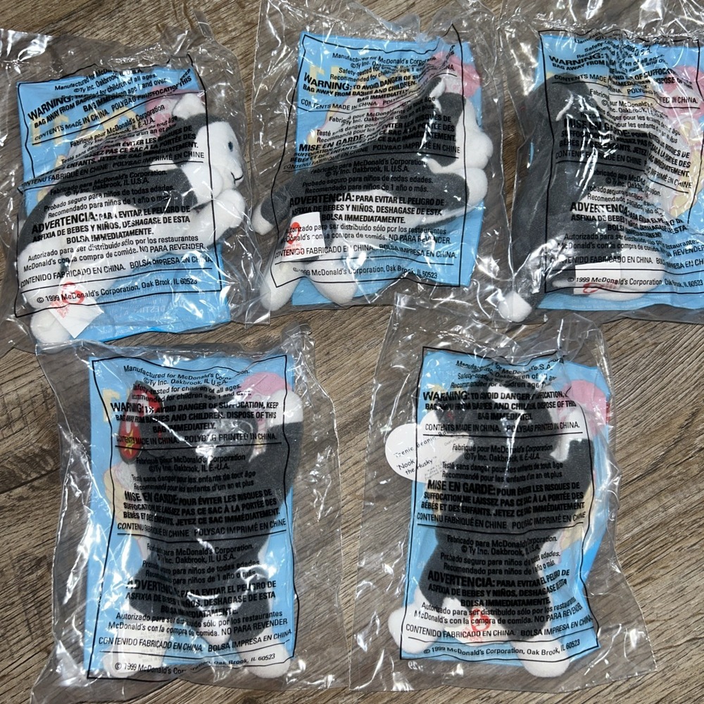LOT OF 5 1999 'NOOK THE HUSKY TEENIE McDonald's Ty Beanie‎ Babies MIP #11 Dog